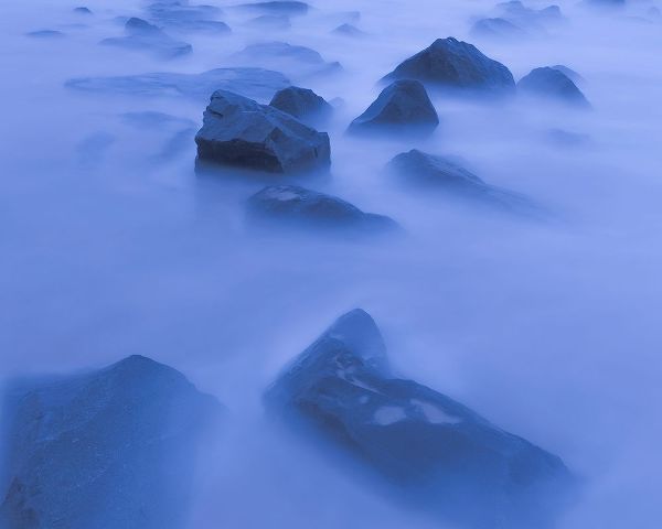 Jaynes Gallery 아티스트의 USA-New Jersey-Cape May National Seashore Sunrise mist on rocky shore작품입니다.
